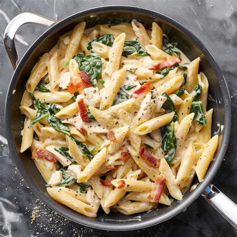 Chicken Bacon Spinach Penne Cuts Food