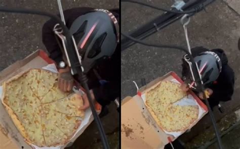 Repartidor Se Hace Viral Por Comerse Una Rebanada De Pizza VIDEO