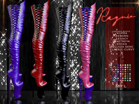 Second Life Marketplace Raynie Leather Thigh High Boots 70 Colors