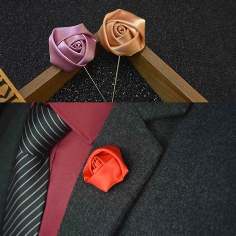 Lapel Stick Brooch Pin Collar Pins Rose Flower Handmade Suit Tuxedo