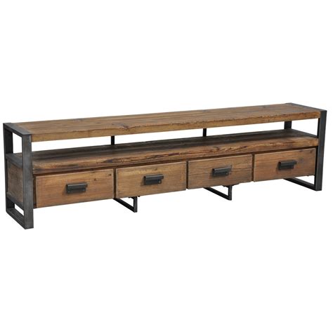 Rustic Industrial 4-Drawer Media Console | Zin Home