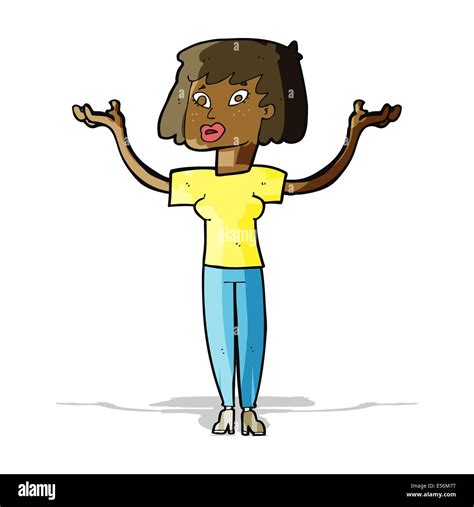 Cartoon Woman Holding Up Hands Stock Vector Image Art Alamy