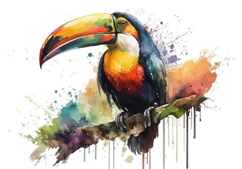 Oiseau Toucan Dans Un Style Aquarelle éclaboussures Peintes