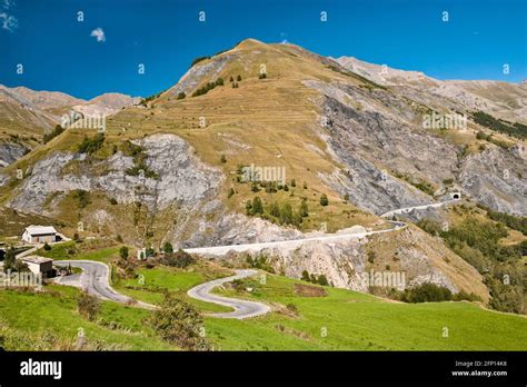 Winding Scenic Mountain Road And Tunnel Near La Grave Town In The