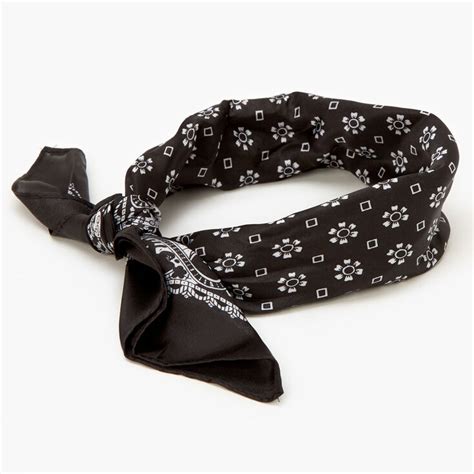 Floral Paisley Silky Bandana Headwrap Black Claires Us