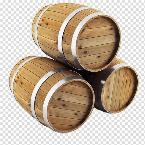 Free Download Three Brown Wooden Barrels Stacked Barrels Transparent