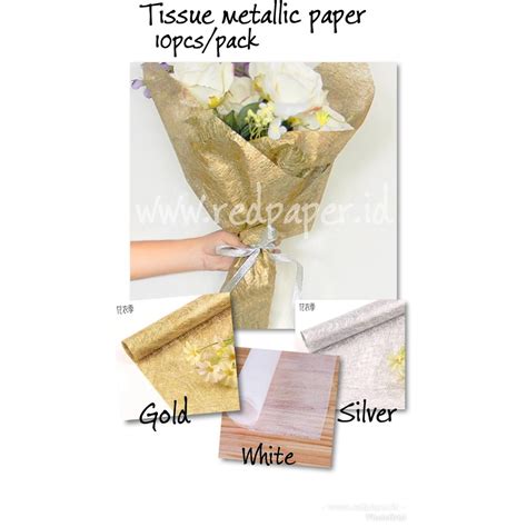 Jual Tissue Metallic Paper 5 Lembaran Carang Jute Kertas Serat Kertas