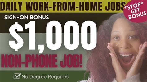 📌22 50 Per Hour Non Phone Work From Home Jobs No Degree Needed