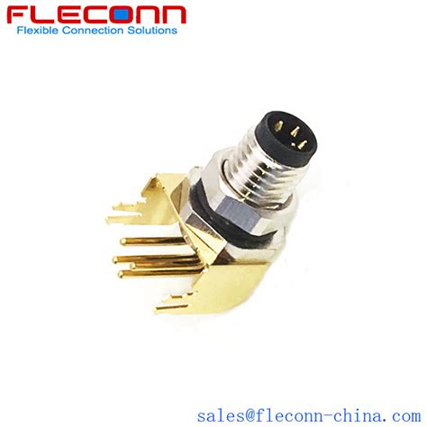 M8 Right Angle Pcb Connector 4 Position Male Shielding