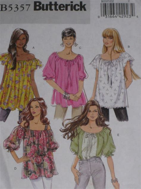 Hippy Boho Peasant Top Sewing Pattern Butterick 5357 Plus Size Etsy