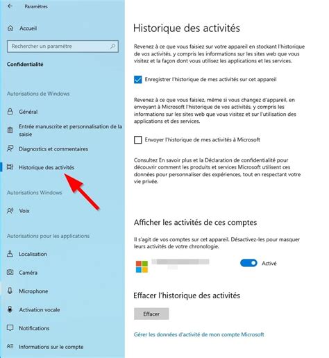 Comment voir et effacer l historique d activité dans Windows 10