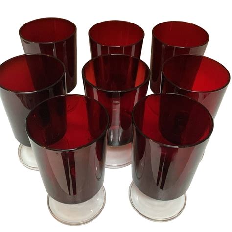 Vintage Mcm Ruby Red Stemmed Glasses Made In France 8 1 2 Oz Etsy