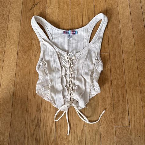Urban Outfitters Size Small Nude Lace Tank Depop