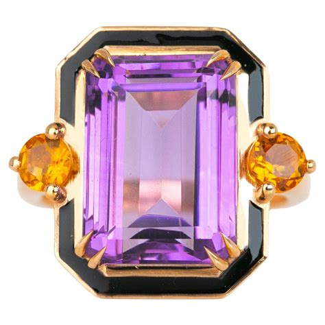 Customizable Art Deco Style 6 20 Ct Amethyst And Citrine 14K Gold