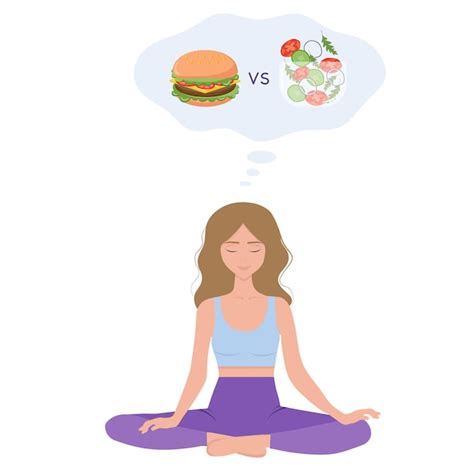 Premium Vector Woman Choosing Between Healthy And Unhealthy Food Flat Vector Illustration