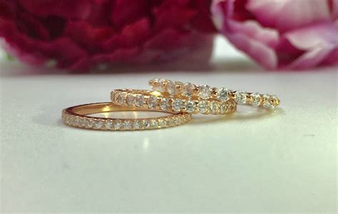 Rose Gold Stacking Ring Set. Eternity Ring Set. Sterling - Etsy