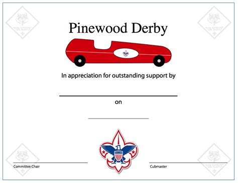 Pinewood Derby Certificate Templates