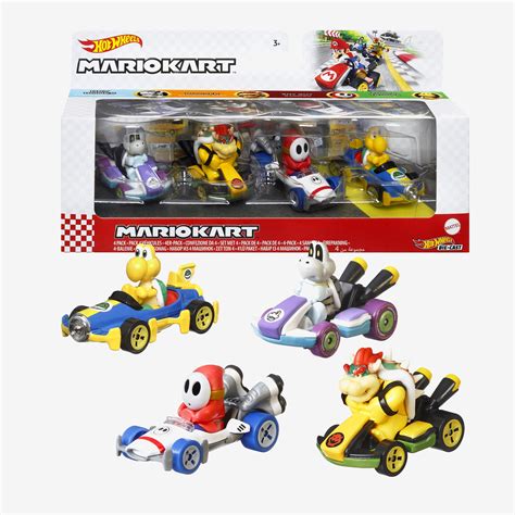 Hot Wheels Coffret De 4 Véhicules Mario Kart Mattel