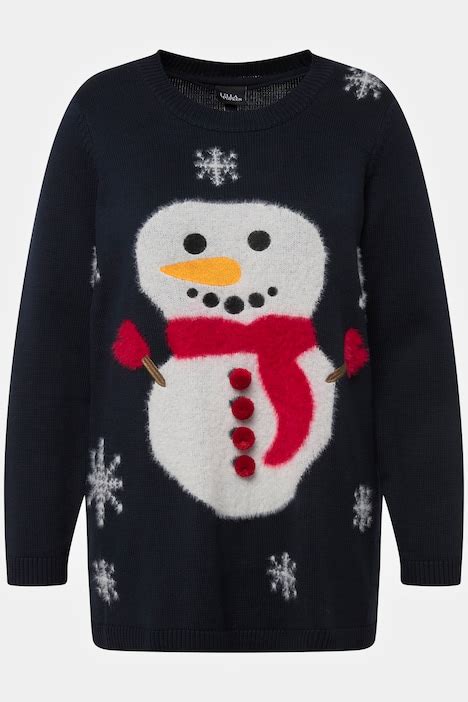 Pull De No L Col Rond Et Manches Longues Motif Bonhomme De Neige D