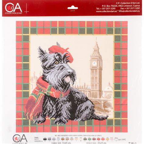 Collection Dart Stamped Cross Stitch Kit 41x41cm Scottish Terrier In