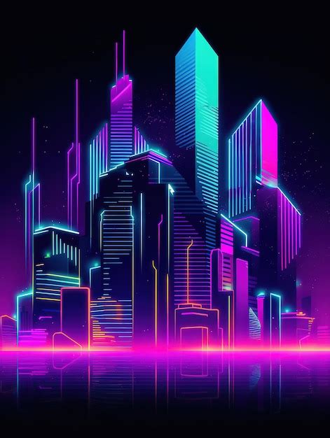 Premium Photo | A neon city in the style of the 80s