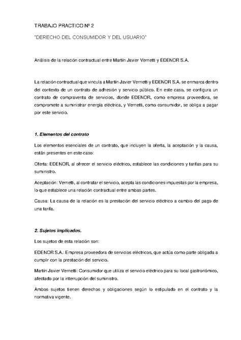 Tp Derecho Del Consumidor Y Del Usuario Trabajo Practico N