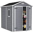 Keter Manor Outdoor Plastic Garden Storage Shed Grey X Ft