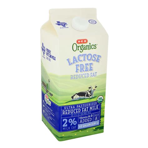 H E B Organics Lactose Free 2 Reduced Fat Milk Shop Milk At H E B