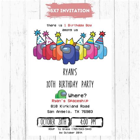 Among Us Birthday Invitations Printable - Printable Word Searches