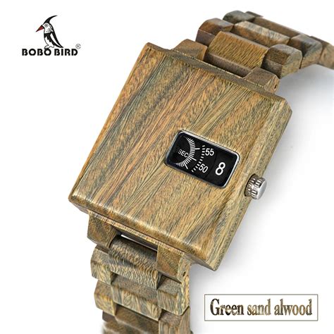 Bobo Bird Reloj De Madera De Bano Para Hombre Cron Grafo Cuadrado