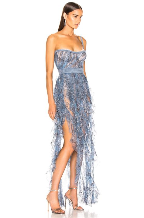 Aadnevik Sparkling Lace Bustier Gown In Blue Fwrd