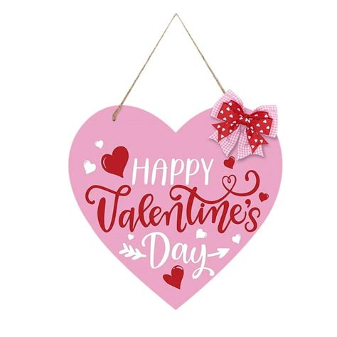 Tergayee Happy Valentine S Day Heart Wooden Wall Decoration Valentine S Hanging Sign Door Decor