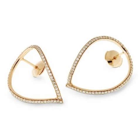 Kesardeep Impex Gold Plated CZ Studs For Women In 925 Sterling Silver