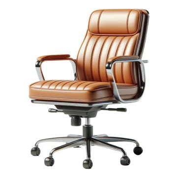 Brown Leather Office Chair With Wheels On Isolated Background, Brown ...