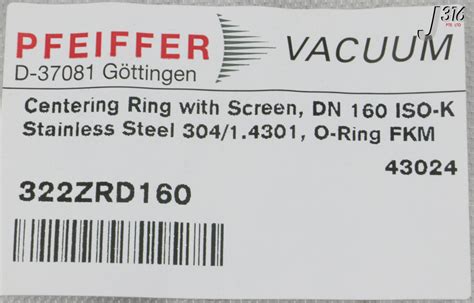 Pfeiffer Vacuum Centering Ring With Screen Dn Iso K