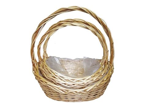 Cos Oval Rattan Pentru Aranjamente Florale Set 3 Buc 34890 Celoplast