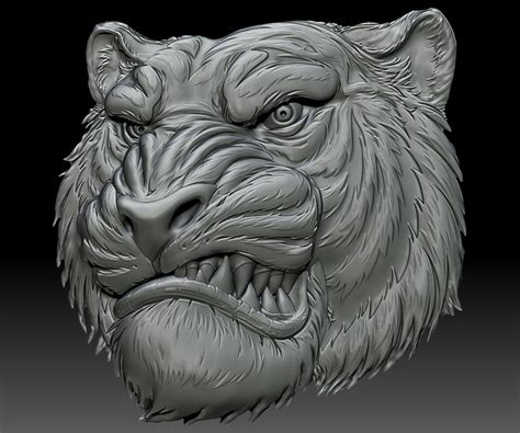 Tiger Head Stl File D Model Bas Relief For Cnc Router Or D Etsy