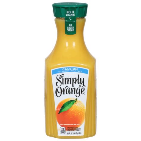 Simply Orange Pulp Free Orange Juice With Calcium Vitamin D Lunds