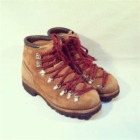 Vintage Hiking Boots With Red Laces