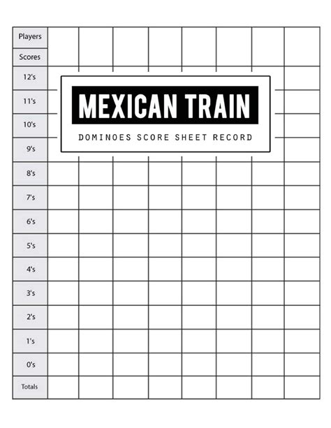 Mexican Train Score Record: Dominoes Mexican Train Scoring Game Record ...