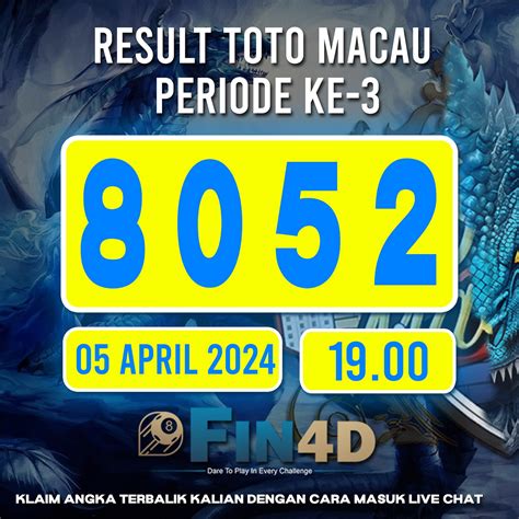 Toto Macau 4d Periode 2 Tanggal 10 April 2024 Sah Di Angka 1 2 7 4