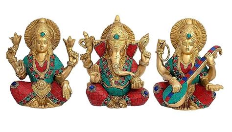 Buy Dattatreya Brass Lakshmi Ganesha And Saraswati Statue For Diwali