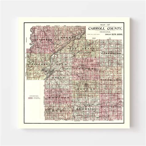 Vintage Map of Carroll County, Indiana 1898 by Ted's Vintage Art