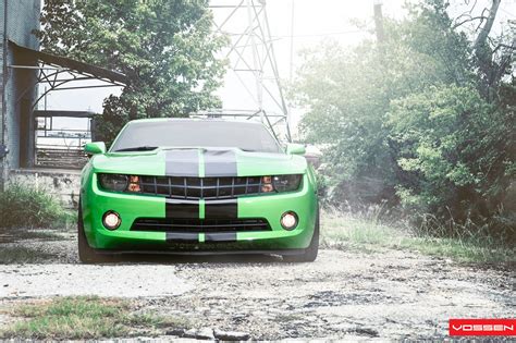 Green with Envy Chevy Camaro on Gloss Black Vossen Wheels — CARiD.com ...