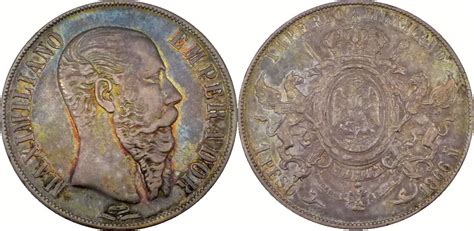 Mexiko 1 Peso 1866 Mo Maximiliano Emperador Mexico City Maximilian