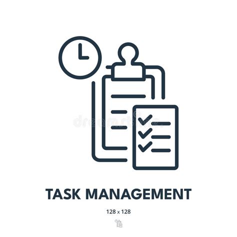 Task Management Icon Schedule Checklist Plan Editable Stroke