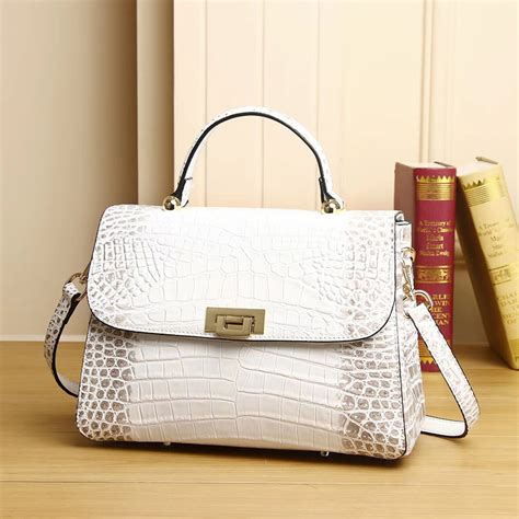 Luxury Crocodile Pattern Real Leather Tote Bag Lh Colors