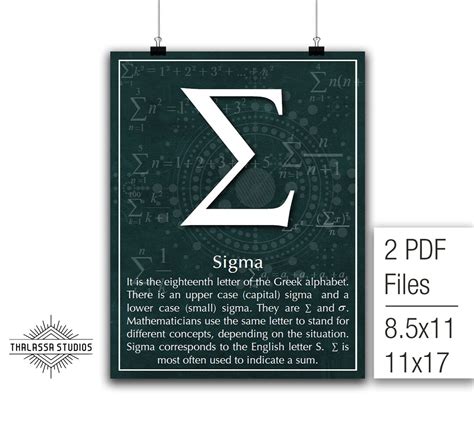 Math Poster Sigma Printable Poster Maths Education Etsy