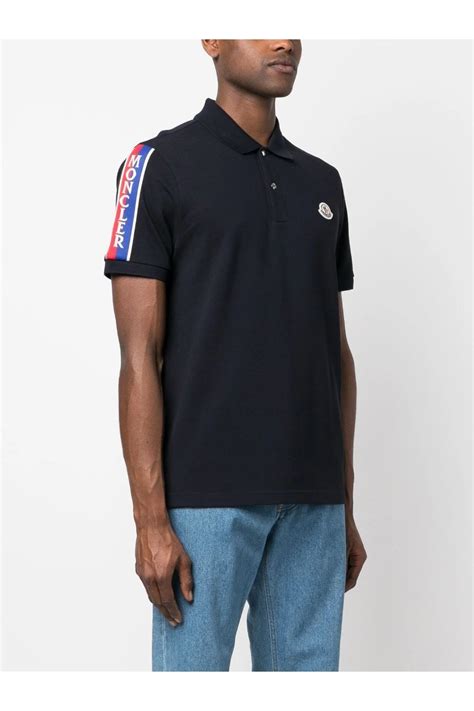 Moncler Stripe Sleeve Polo Navy Clothing From Circle Fashion Uk