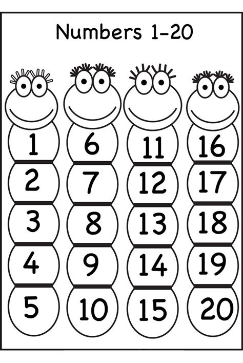 1 20 Number Chart For Preschool Numbers Preschool Preschool Number